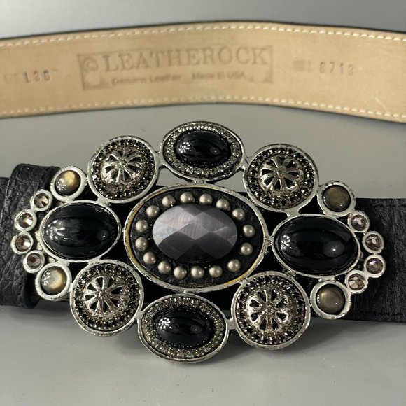 Western Inspired Genuine Leather belt by Leatherock, Oval Brass Buckle main image 12